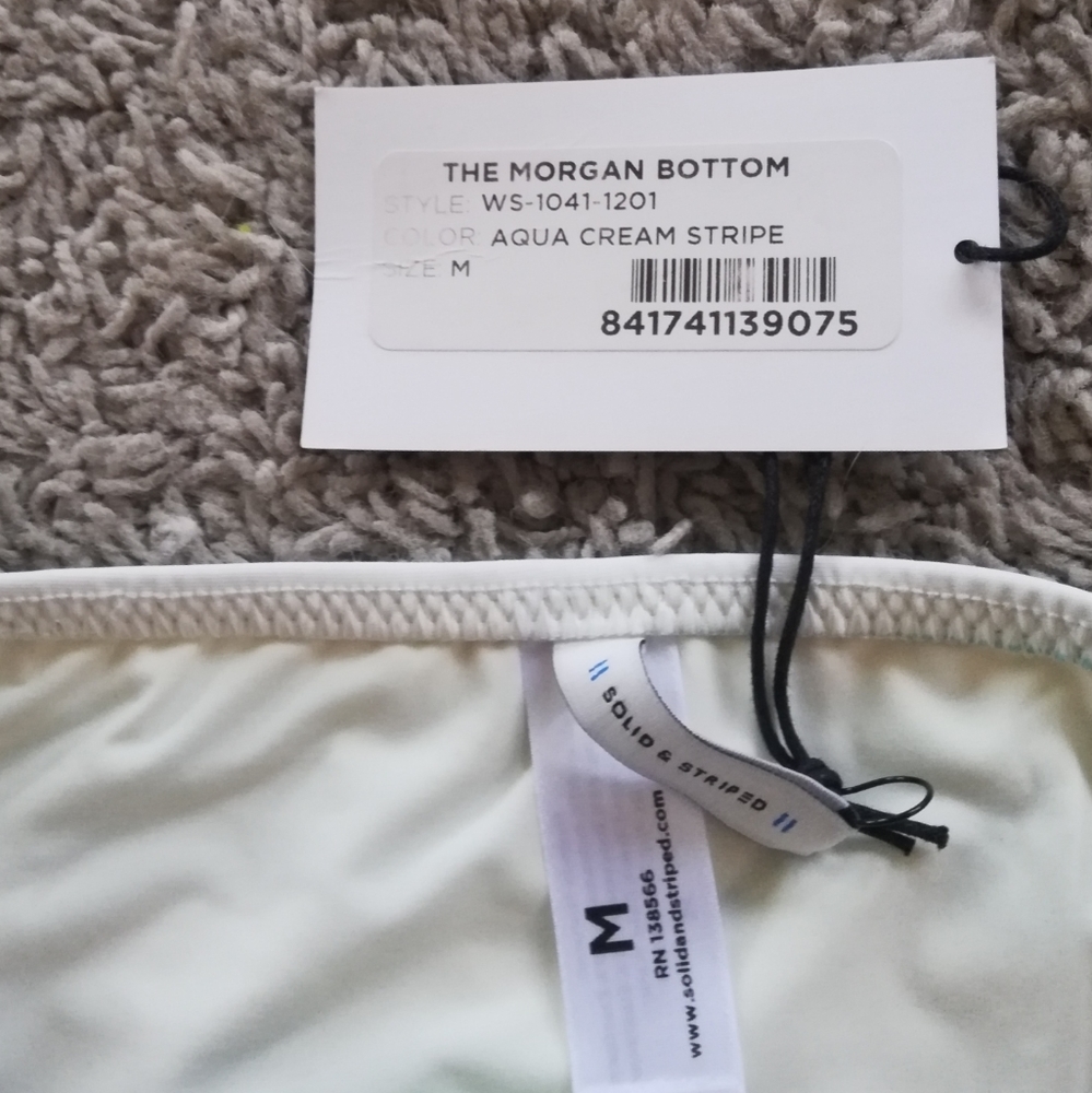 BNWT Solid + Striped Morgan Bikini Bottoms Aqua - Picture 5 of 7